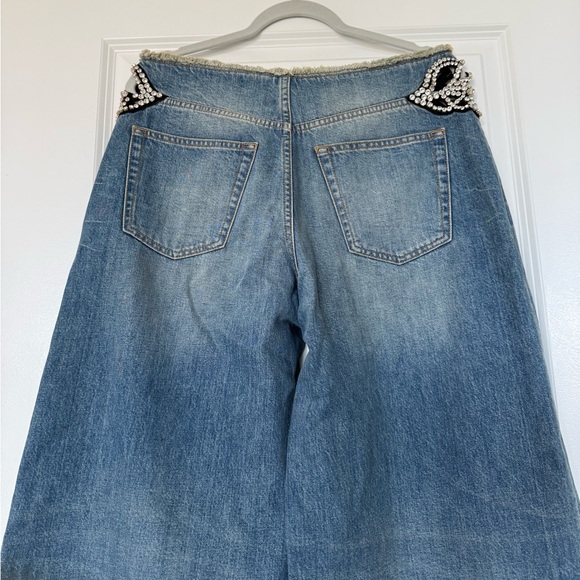 Like new Stella McCartney Diamanté Swirl Mid-Rise Wide Leg Jeans $2,600 29 - Picture 9 of 10